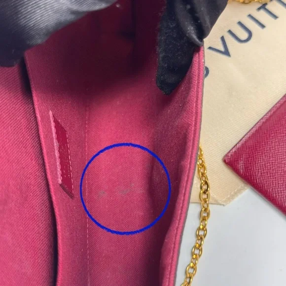 đź’ŻAuthentic LOUIS VUITTON Monogram Pochette Felicie Chain Wallet Fuscia - Picture 10 of 14